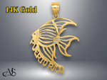 Load image into Gallery viewer, 14K Yellow Gold Cut-Out PUERTO RICO Angelfish Charm with Necklace Chain Options