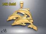 Load image into Gallery viewer, 14K Yellow Gold 2-D Three Dolphins Charm with Necklace Chain Options