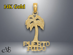 Load image into Gallery viewer, 14K Yellow Gold Flat PUERTO RICO Under Palm Tree Charm with Necklace Chain Options