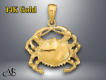 Load image into Gallery viewer, 14K Yellow Gold Crab Pendant with Necklace Chain Options