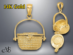 Load image into Gallery viewer, 14K Yellow Gold 3-D Nantucket Basket Charm with Necklace Chain Options