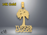 Load image into Gallery viewer, 14K Yellow Gold TURKS AND CAICOS Palm Tree Charm with Necklace Chain Options