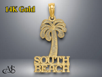 Load image into Gallery viewer, 14K Yellow Gold SOUTH BEACH Under Palm Tree Charm with Necklace Chain Options
