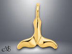 Load image into Gallery viewer, 14K Yellow Gold Polished Mini Whale Tail Charm with Necklace Chain Options