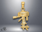 Load image into Gallery viewer, 14K Yellow Gold 3-D Moveable Boat Engine Charm with Necklace Chain Options