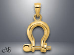 Load image into Gallery viewer, 14K Yellow Gold 3-D Medium Shackle Link Screw Charm with Necklace Chain Options