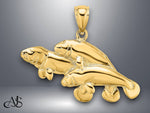 Load image into Gallery viewer, 14K Yellow Gold 2-D Polished Three Manatees Charm with Necklace Chain Options