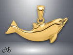 Load image into Gallery viewer, 14K Yellow Gold Polished Dolphin Charm with Necklace Chain Options