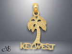 Load image into Gallery viewer, 14K Yellow Gold KEY WEST Palm Tree Charm with Necklace Chain Options