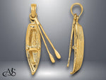 Load image into Gallery viewer, 14K Yellow Gold 3-D Boat Dangling Oars Charm with Necklace Chain Options
