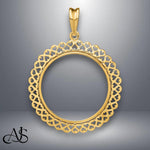Load image into Gallery viewer, 14K Gold Coin Bezel Mounting Heart Filigree Border Design for U.S. and Foreign Coins