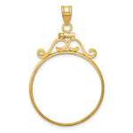 Load image into Gallery viewer, 14K Gold Coin Bezel: English Scroll Top Mounting