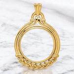 Load image into Gallery viewer, 14K Gold Coin Bezel: Wheat Braid for 16.5mm US Eagle 1/10 oz