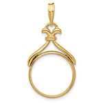 Load image into Gallery viewer, 14K Gold Coin Bezel Mounting Fancy Flourished Top Design for 14mm and 16.5mm Coins