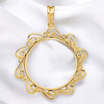 Load image into Gallery viewer, 14K Gold Coin Bezel Mounting Curved Scroll Design for U.S. and Foreign Coins