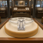 Load image into Gallery viewer, IGI Certified VS1-VS2 E-F Lab Grown Emerald shape Diamond Solitaire Engagement Ring: 14K, 18K, or Platinum