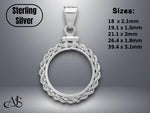 Load image into Gallery viewer, Sterling Silver Coin Bezel Pendants - Screw-top - Plain - Diamond-cut - Rope Border