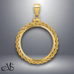 Load image into Gallery viewer, 14K Gold Coin Bezel: Rope Design Screw-top Mounting for US & Foreign Coins