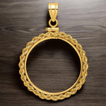 Load image into Gallery viewer, 14K Gold Coin Bezel: Rope Design Screw-top Mounting for US & Foreign Coins
