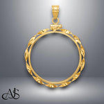 Load image into Gallery viewer, 14K Gold Coin Bezel: Hand Twisted Ribbon Border Mounting