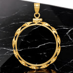 Load image into Gallery viewer, 14K Gold Coin Bezel: Hand Twisted Ribbon Border Mounting