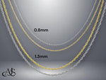 Load image into Gallery viewer, Solid 10K Yellow or White Gold Baby Rope Pendant Chain in 0.8mm and 1.3mm