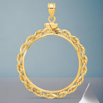 Load image into Gallery viewer, 14K Gold Coin Bezel Mounting: Rope Border Screw Top