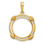 Load image into Gallery viewer, 14K Gold Coin Bezel Mounting: Satin Shell Design (14mm, 16.5mm)