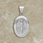 Load image into Gallery viewer, 14K White Gold Miraculous Medal Pendant Oval - Size: 22x14mm