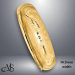 Load image into Gallery viewer, 14K Gold Hand Engraved Bangle Bracelet: Diamond-Cut Floral Design
