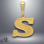 Load image into Gallery viewer, Solid 14K Gold Textured Letter Initials Alphabet Pendant Charms