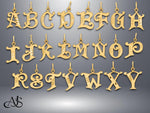 Load image into Gallery viewer, 14K Gold Old English Letter Pendant: Diamond-Cut Initial Charm