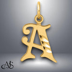 Load image into Gallery viewer, 14K Gold Old English Letter Pendant: Diamond-Cut Initial Charm