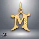 Load image into Gallery viewer, 14K Gold Old English Letter Pendant: Diamond-Cut Initial Charm