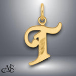 Load image into Gallery viewer, 14K Gold Old English Letter Pendant: Diamond-Cut Initial Charm