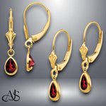 Load image into Gallery viewer, 14K Gold Birthstone Earrings: Pear Shape Dangle Leverback