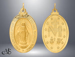 Load image into Gallery viewer, Solid 14K Gold Large Oval Miraculous Medal Pendant 1" size
