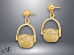 Load image into Gallery viewer, 14K Gold 3D Nantucket Basket Dangle Earrings