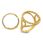 Load image into Gallery viewer, 14K Gold Coin Ring with Rope Border and Heart Side Accents