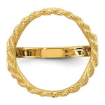 Load image into Gallery viewer, 14K Gold Coin Ring with Rope Border and Heart Side Accents