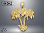 Load image into Gallery viewer, 14K Yellow Gold 2-D Double Palm Trees Charm with Necklace Chain Options