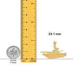 Load image into Gallery viewer, 14K Yellow Gold 2-D Fishing Boat Charm with Necklace Chain Options