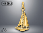 Load image into Gallery viewer, 14K Yellow Gold 3-D Polished Sailboat Charm with Necklace Chain Options