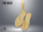 Load image into Gallery viewer, 14K Yellow Gold Large SAN DIEGO Double Flip-Flop Charm with Necklace Chain Options
