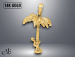 Load image into Gallery viewer, 14K Yellow Gold 3-D Palm Tree and Moveable Man Charm with Necklace Chain Options