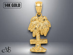 Load image into Gallery viewer, 14K Yellow Gold ARUBA On Palm Tree Pendant with Necklace Chain Options