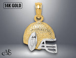 Load image into Gallery viewer, 14K Yellow Gold Football Helmet Charm with Necklace Chain Options