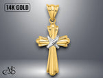 Load image into Gallery viewer, 14K Two-Tone Gold Polished Cross X Center Design Charm with Necklace Chain Options