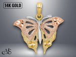 Load image into Gallery viewer, 14K Two-Tone Gold Diamond-cut Butterfly Charm with Necklace Chain Options