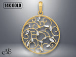 Load image into Gallery viewer, 14K Two-Tone Gold Floral Medallion Pendant Charm with Necklace Chain Options